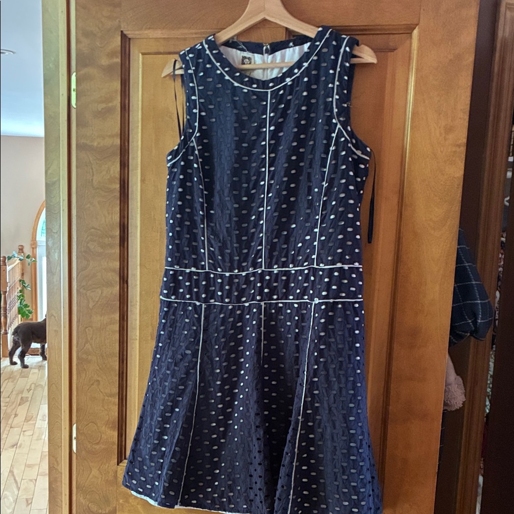 2 for $15 Navy Blue Women’s Dress with White Accents